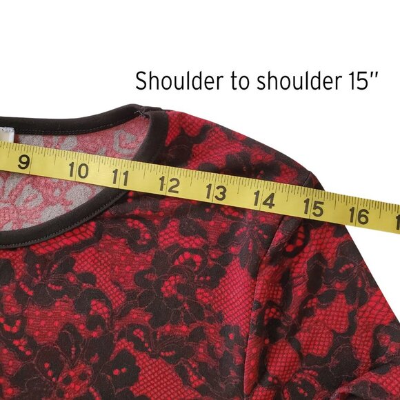 MICHAEL by Michael Kors Lace Print Bell-Sleeve Dress Dark Romantic Size S - Picture 11 of 15